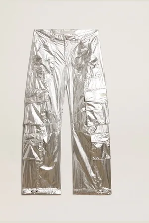 Golden Goose Pantalone Cargo Uomo In Tessuto Tecnico Argento