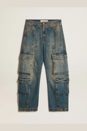Golden Goose Pantalone Blu Jeans Dal Trattamento Distressed