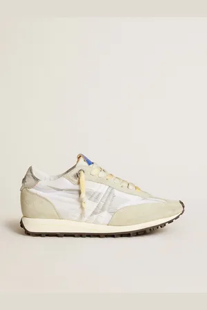 Golden Goose Marathon Donna Con Tomaia In Nylon Bianco E Stella Argento
