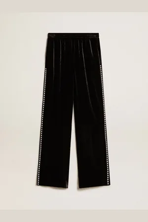 Golden Goose Pantalone Jogging Nero Con Ricami Bianchi