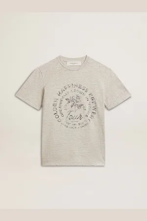 Golden Goose T-shirt Da Donna Color Grigio Melange Con Stampa Stagionale