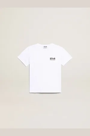 Golden Goose T-shirt Bianca Con Logo E Stella Neri A Contrasto
