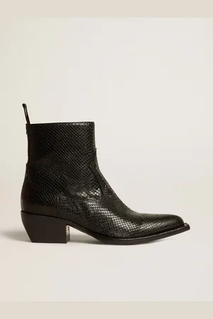 Golden Goose Stivali Debbie Bassi In Pelle Pitonata Nera