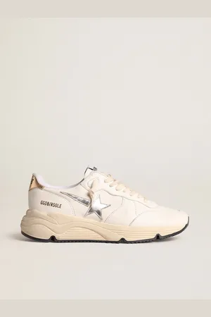Golden Goose Running Sole In Nappa Con Stella Argento E Talloncino In Pelle Oro
