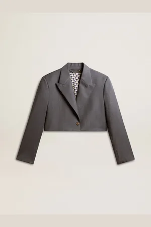 Golden Goose Giacca Monopetto Cropped Da Donna In Lana Color Carta Da Zucchero