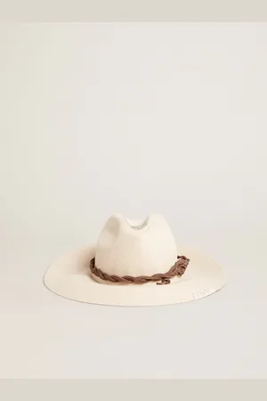 Golden Goose Cappello Fedora Di Color Pergamena Con Cinturino Di Pelle