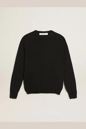 Golden Goose Maglione Girocollo Da Donna In Cotone Blu Scuro Con Logo Sul Retro