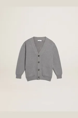 Golden Goose Cardigan In Cotone Di Colore Grigio Con Logo Sul Retro
