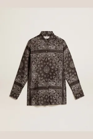 Golden Goose Camicia Pigiama Di Colore Antracite Con Stampa Paisley