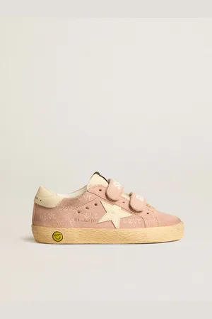 Golden Goose Old School Young In Suede Rosa Con Stella E Talloncino In Pelle Crema