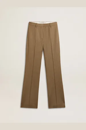 Golden Goose Pantalone Da Donna In Tessuto Sartoriale Di Lana Di Colore Tortora