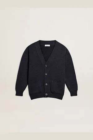 Golden Goose Cardigan In Cotone Di Colore Blu Scuro Con Logo Sul Retro