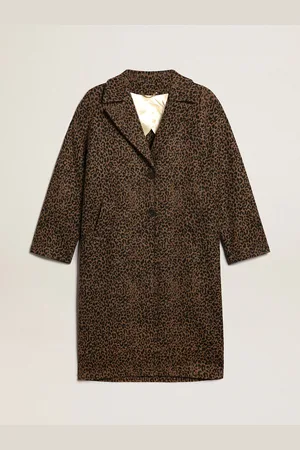 Golden Goose Cappotto Monopetto Cocoon Donna In Lana Con Motivo Jacquard