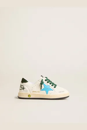 Golden Goose Ball Star Junior Con Stella Turchese E Talloncino In Suede Verde
