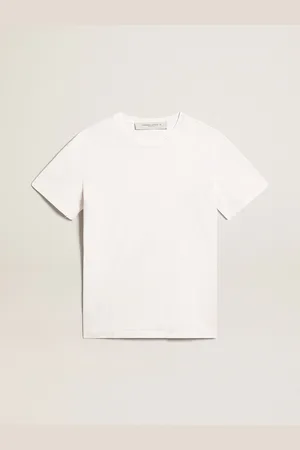 Golden Goose T-shirt Da Uomo Bianca Dal Trattamento Distressed