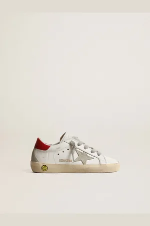 Golden Goose Super-star Junior Con Stella In Suede E Talloncino In Pelle Rossa