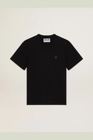 Golden Goose T-shirt Nera Collezione Star Con Stella Ton Sur Ton Sul Davanti