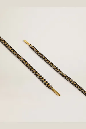 Golden Goose Lacci Con Stampa Animalier Grigia E Nera Con Stelline Dorate A Contrasto