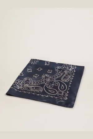 Golden Goose Foulard Collezione Golden Di Colore Blu Denim Con Motivo Paisley