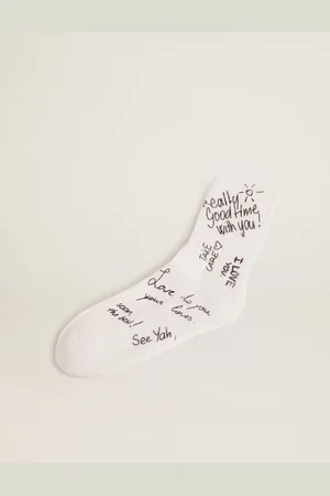 Golden Goose Calzini Bianco Ottico Con Scritte Nere