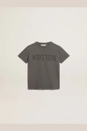 Golden Goose T-shirt Di Colore Grigio Da Bambino Dal Trattamento Distressed