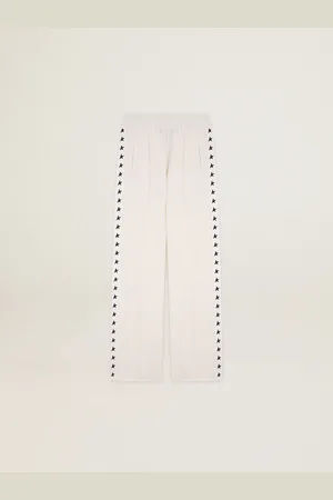 Golden Goose Pantalone Jogging Da Donna Di Colore Bianco Con Stelle Sui Lati