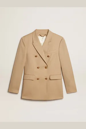 Golden Goose Blazer Doppiopetto Donna Color Sabbia Con Bottoni Araldici Dorati