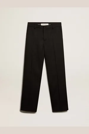 Golden Goose Pantalone Smoking Da Uomo In Gabardine Di Lana Color Nero