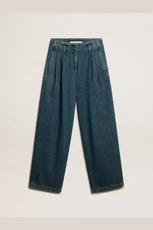 Golden Goose Pantalone Con Pence Da Donna In Cotone Di Colore Blu