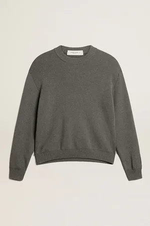 Golden Goose Maglione Girocollo Da Donna In Cotone Grigio Scuro Con Logo Sul Retro