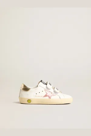 Golden Goose Old School Junior In Pelle Con Stella In Pelle Laminata Color Pesca