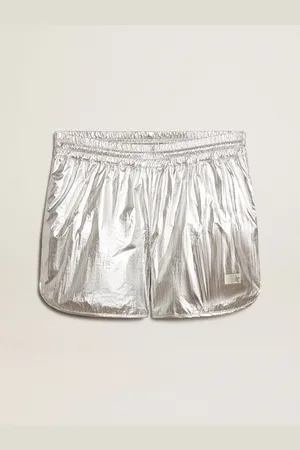 Golden Goose Running Shorts Uomo In Tessuto Argento