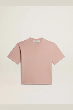Golden Goose T-shirt Di Colore Rosa Cipria Con Logo Reverse Sul Retro - Jersey Capsule