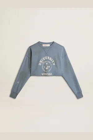 Golden Goose Felpa Cropped Color Carta Da Zucchero Dal Trattamento Distressed