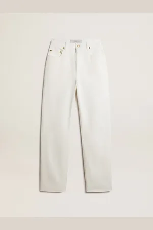 Golden Goose Pantalone Da Donna In Cotone Denim Color Bianco Ottico