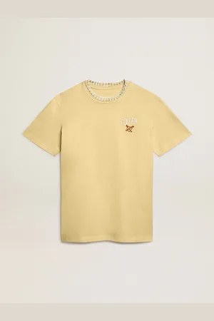 Golden Goose T-shirt Da Donna In Jersey Di Cotone Con Ricamo Sul Collo E Sul Cuore