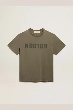 Golden Goose T-shirt Color Verde Oliva Dal Fit Regular Con Scritta Golden Sul Davanti