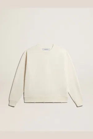 Golden Goose Felpa Di Colore Bianco Vissuto Con Logo Reverse Sul Retro - Jersey Capsule
