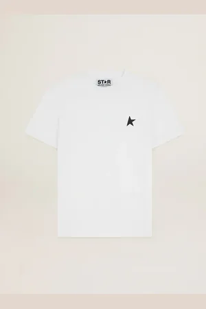 Golden Goose T-shirt Bianca Collezione Star Con Stella Nera Sul Davanti
