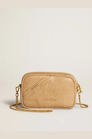 Golden Goose Mini Star Bag In Pelle Con Stampa Pitonata Color Beige