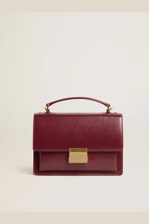 Golden Goose Venezia Bag In Pelle Palmellato Borgogna E Dettagli Oro