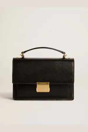 Golden Goose Venezia Bag In Pelle Palmellato Di Colore Nero E Dettagli Oro