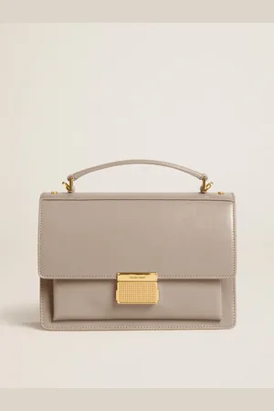 Golden Goose Venezia Bag In Pelle Palmellato Beige E Dettagli Oro