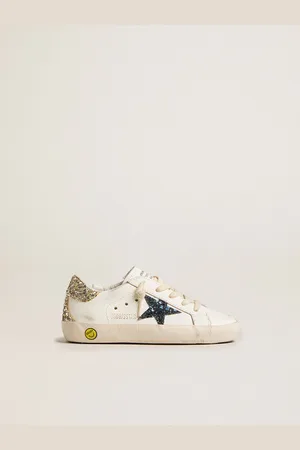 Golden Goose Super-star Junior In Pelle Con Stella E Talloncino Glitter