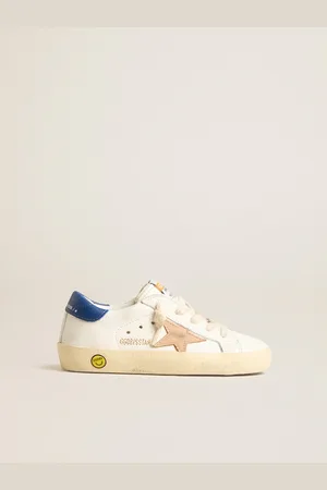 Golden Goose Super-star Young In Nappa Con Stella Beige E Talloncino Blu