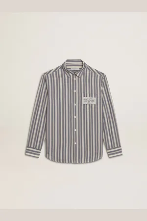 Golden Goose Camicia Da Bambino A Righe Con Dettaglio Golden Dreamers Sul Taschino
