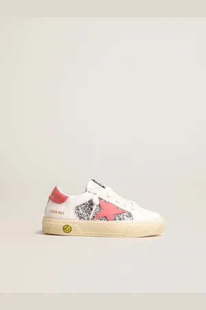 Golden Goose May Junior Con Stella In Pelle E Talloncino Rossi