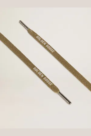 Golden Goose Lacci In Lurex Color Oro Con Logo Bianco A Contrasto