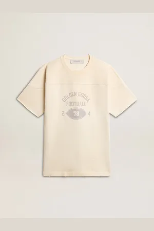 Golden Goose T-shirt Da Uomo In Cotone Color Bianco Vintage Con Taglio A Vivo Sul Davanti