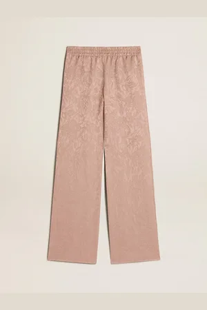 Golden Goose Pantalone Da Donna In Viscosa Color Rosa Con Motivo Floreale